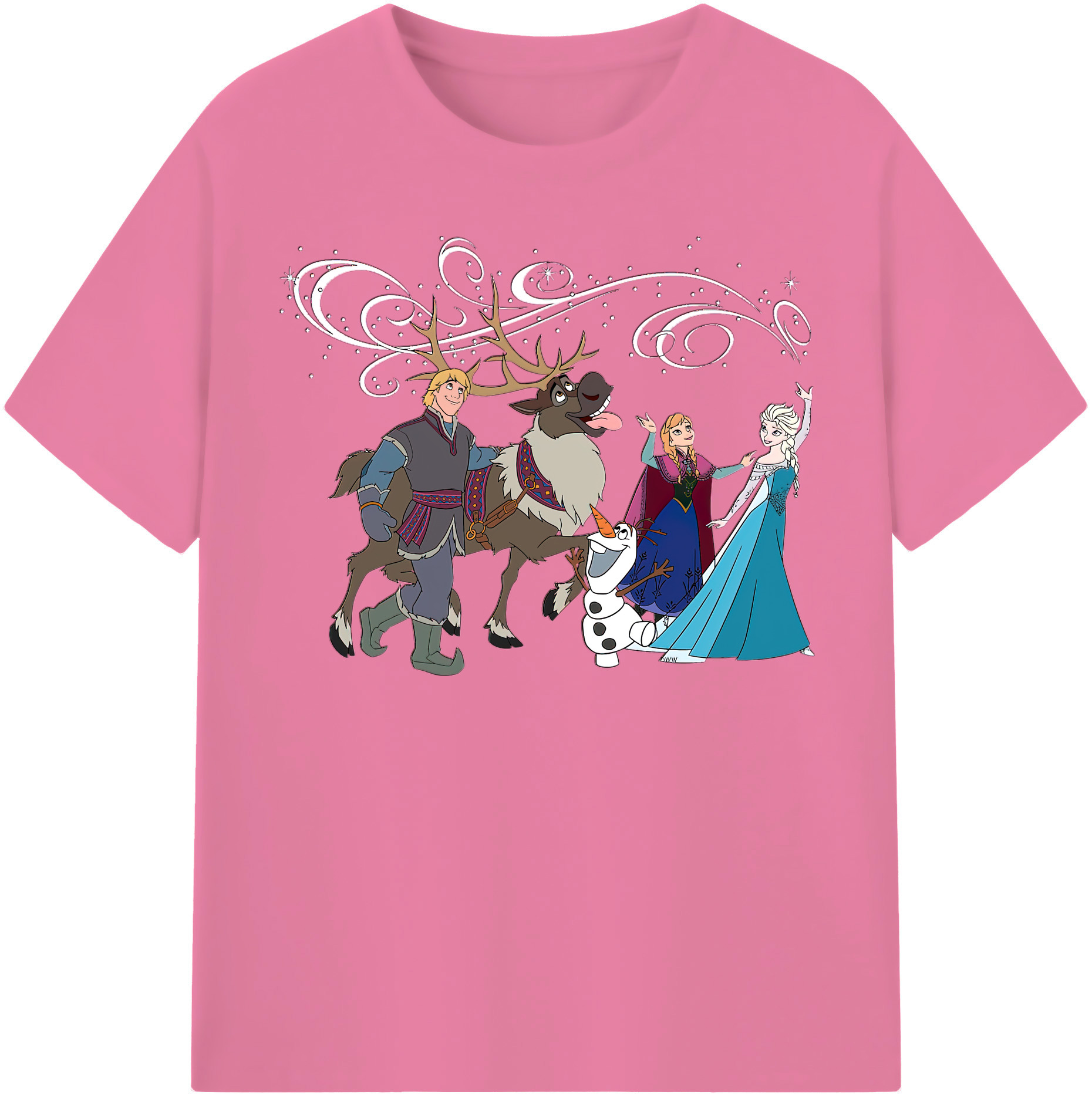 （画像用） アナと雪の女王 アンナ エルサ Frozen Anna Elsa 綿100％半袖Tシャツ（フロントプリント）